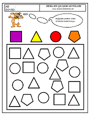 renkler çalışma sayfaları; okul öncesi örneğe göre boya çalışmaları